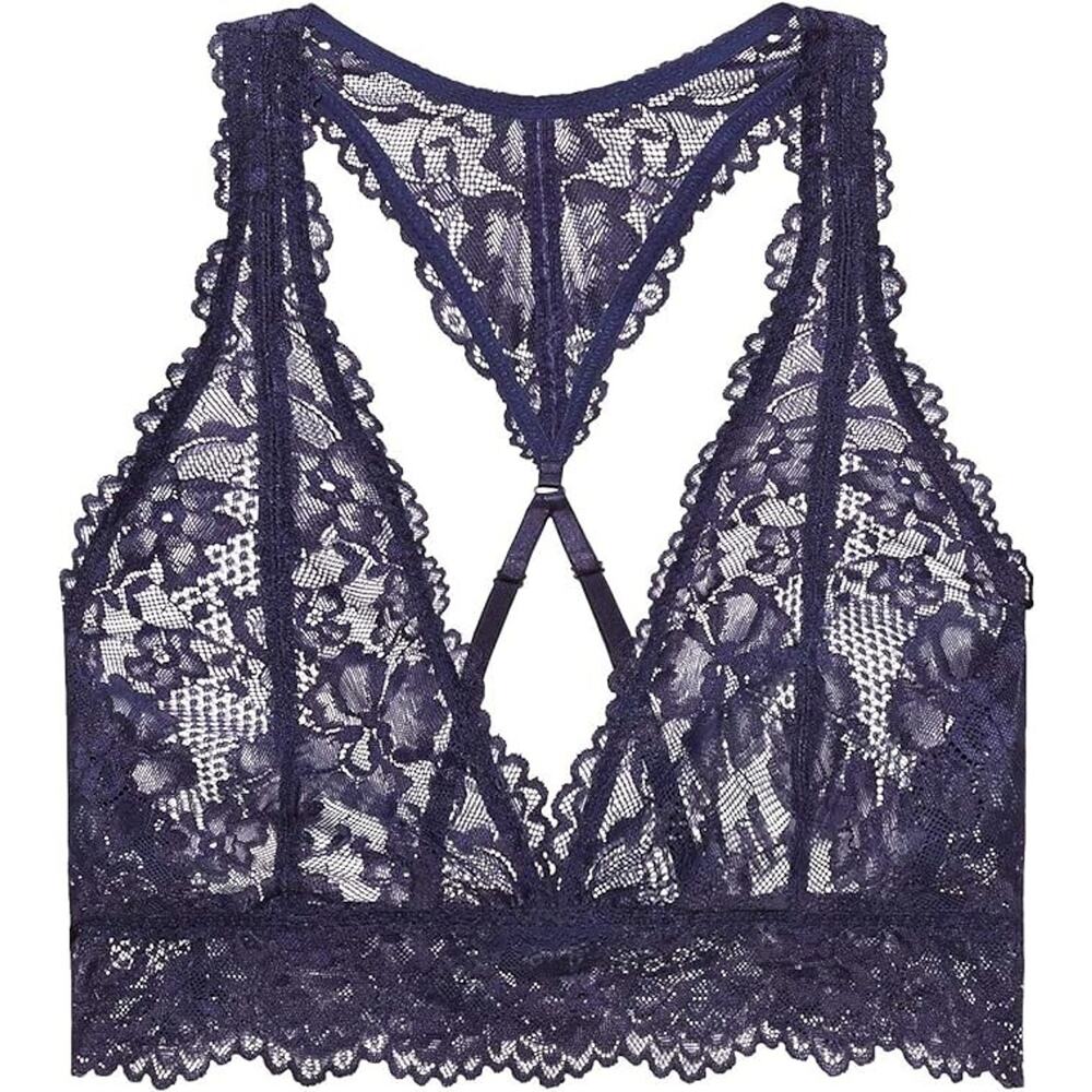 Savage X Women's Floral Lace Bralette Navy Blue Sz XS